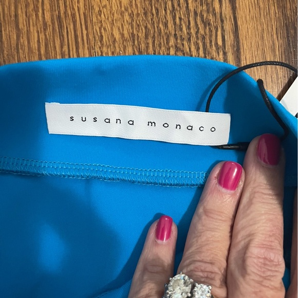 Susana Monaco Knee Length Faux Wrap Submarine Blue Skirt Size Small, NWT - Picture 6 of 8